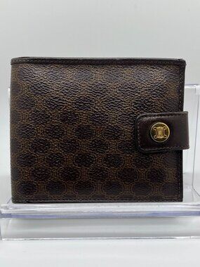 Celine Brown Macadam & Brown Leather Trim Bifold Wallet